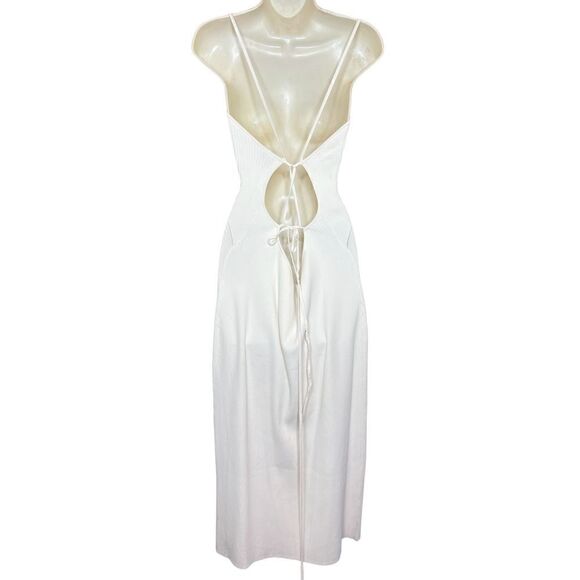 Rag & Bone Asher Backless Rib Knitted Dress Midi Length Ivory Size XL - Picture 7 of 12